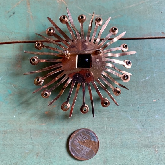 Huge Vintage 1950's Starburst Rhinestone Pin - Retro - Mid Century - Atomic Age - Picture 4 of 4